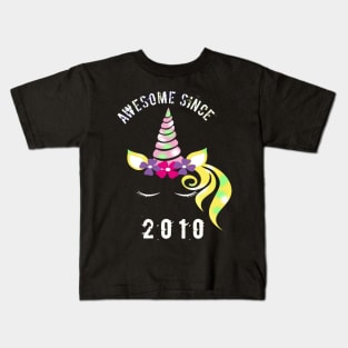 Awesome Since 2010 unicorn birthday 10th gift shirt Kids T-Shirt